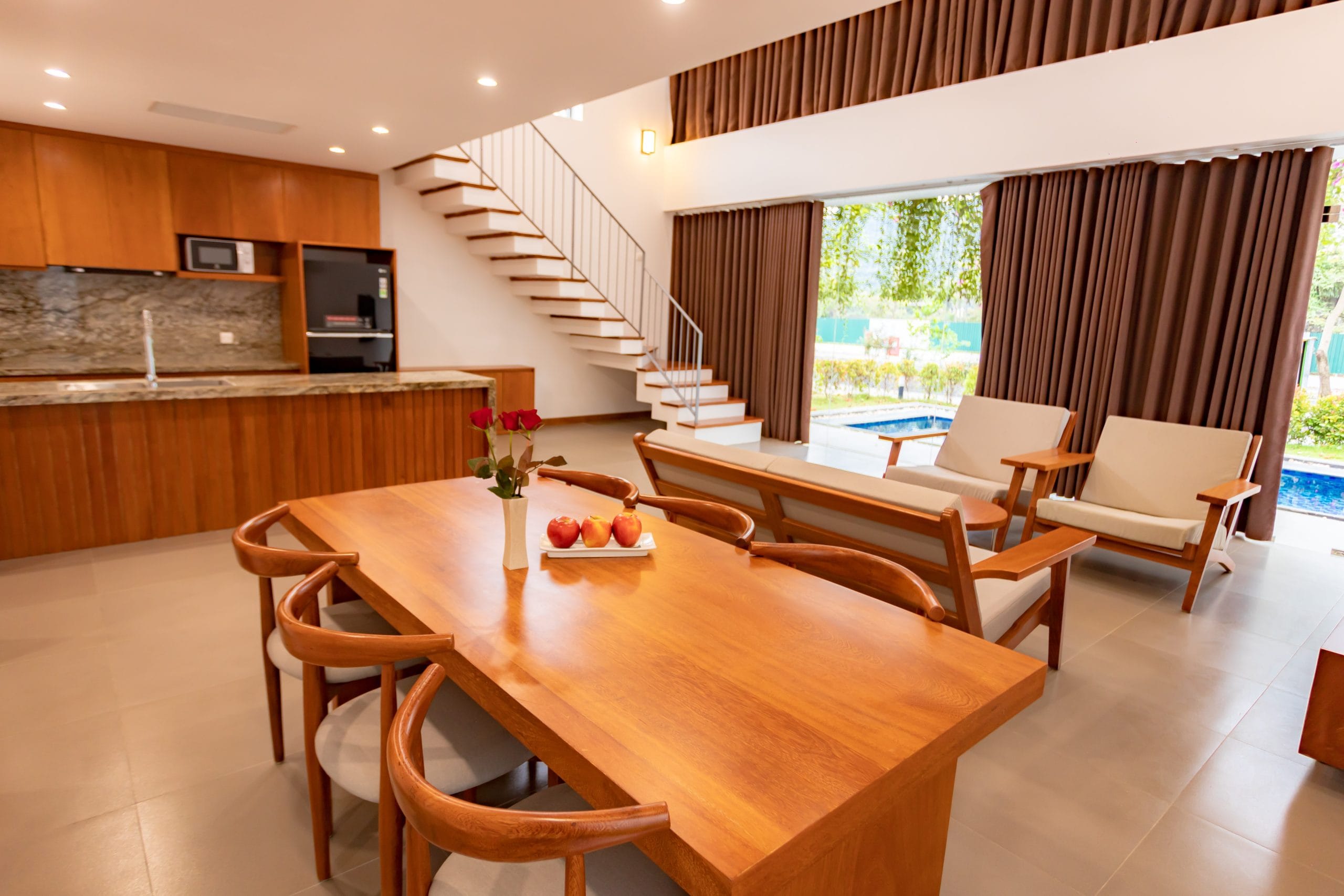 An expansive, luxurious private pool area perfect for large families or groups.