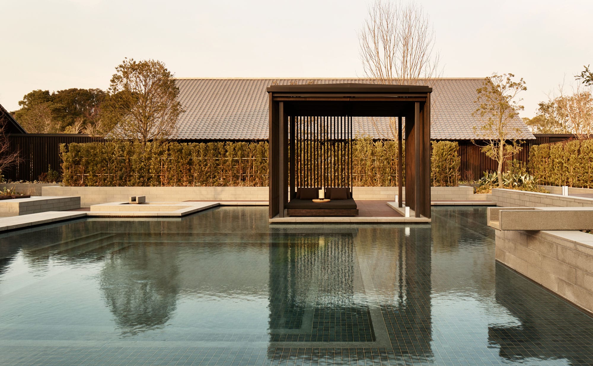The serene, minimalist beauty of a traditional Japanese onsen bath at Amanemu.