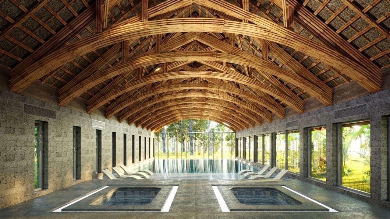 A sophisticated wellness escape featuring grand architecture and panoramic nature views.
