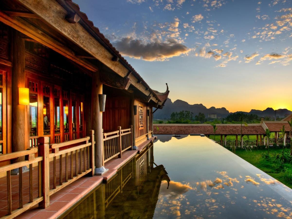 The luxurious, traditional Vietnamese architecture of Emeralda Resort's villas.