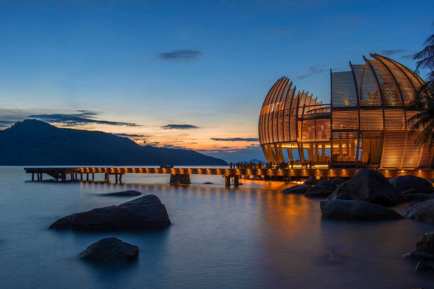 The iconic "Sen" Deck at An Lam Retreats, a symbol of creative and secluded vietnam resort luxury.