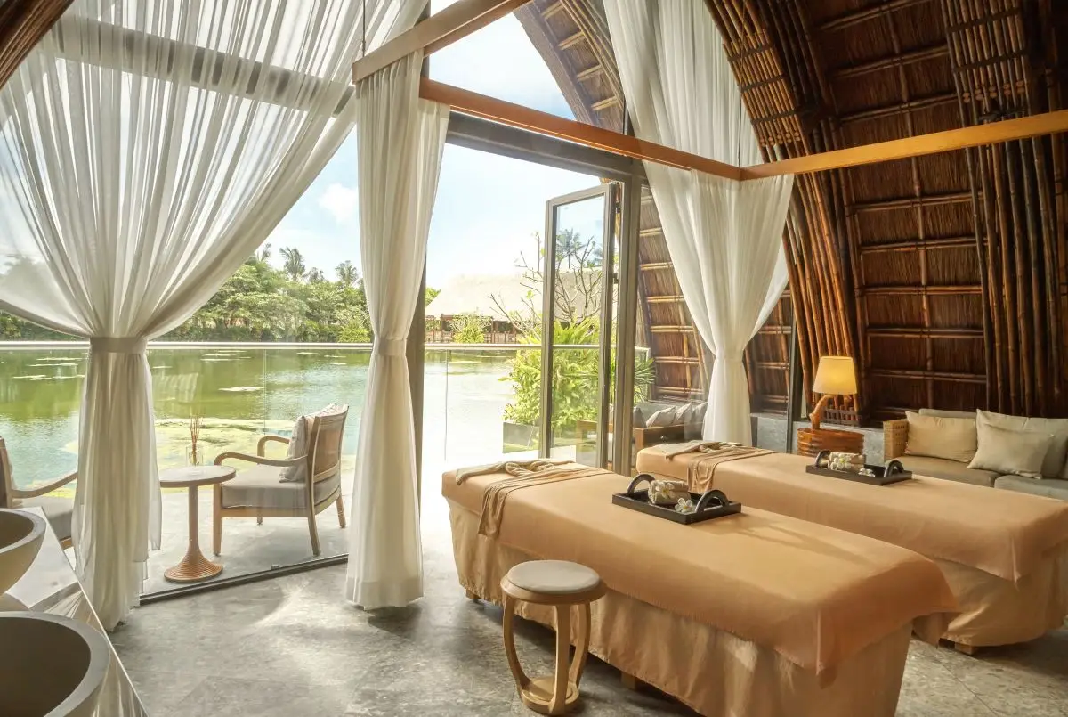 Elegant contemporary spa pods nestled high in the lush tropical cliffs of the Son Tra Peninsula.  